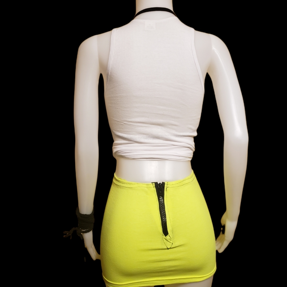 Neon Yellow double corset tshirt skirt - Picture 4 of 6